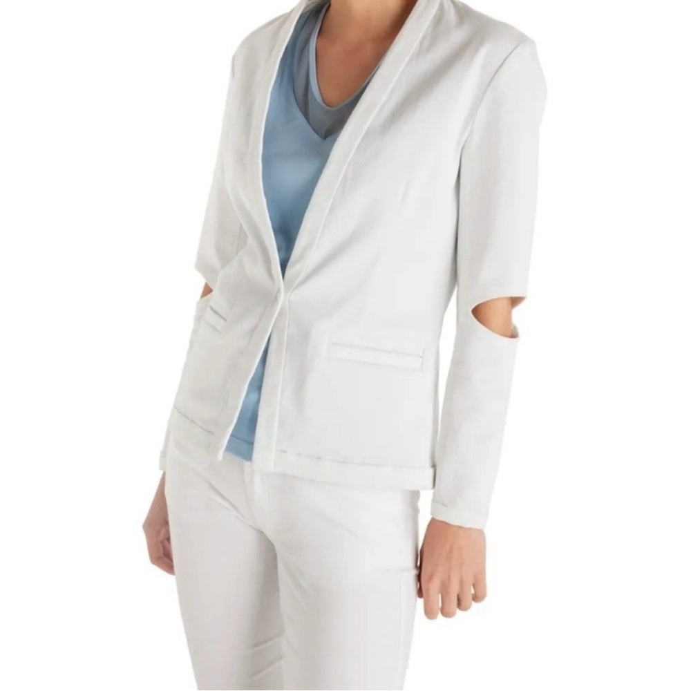 Anatomie Women’s Kaddy Cut-Elbow Stretch Twill White Blazer Small